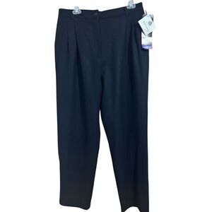Vintage SAG HARBOR Wool Pleated High Waist Straight Leg Pants Black Sz 16 NWT